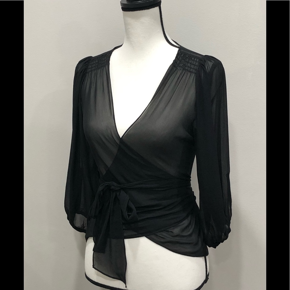 Elegant Sandra Angelozzi Sheer Blouse - Black